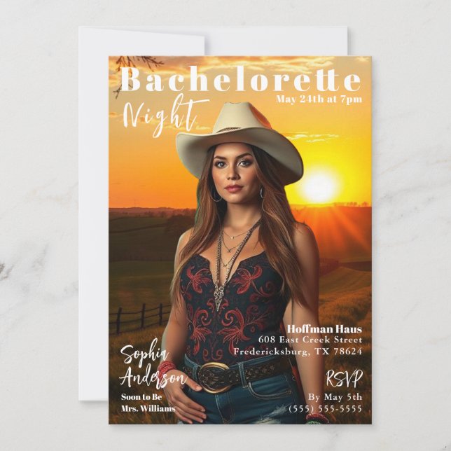Land Bachelorette Magazine Cover Inbjudningar (Framsida)
