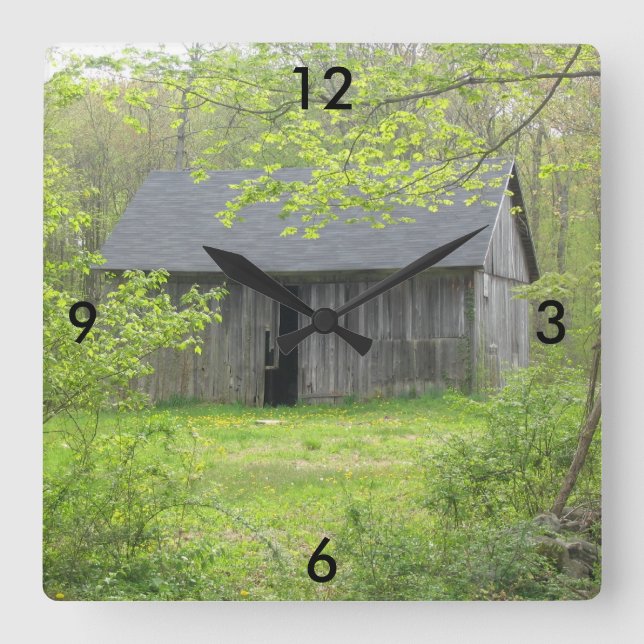 Land Barn Clock Fyrkantig Klocka (Framsida)