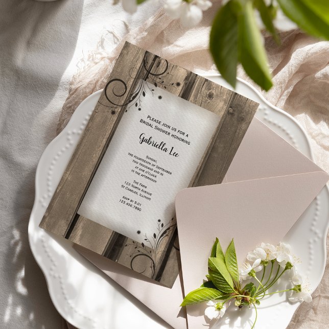 Land Barn Wood and Flowers Möhippa Inbjudningar (Skapare uppladdad)