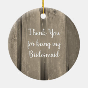 Land Barn Wood Bröllop Bridesmaid Tack Julgransprydnad Keramik