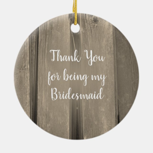 Land Barn Wood Bröllop Bridesmaid Tack Julgransprydnad Keramik (Baksidan)