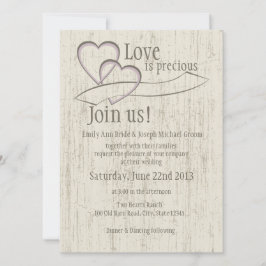 Land Barn Wood Bröllop Hearts Inbjudningar