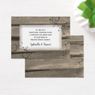 Land Barn Wood Flowers Bröllop Charity Favor Visitkort