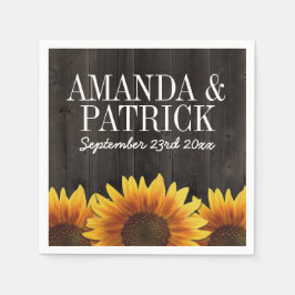 Land Barn Wood + Rustic Solros Bröllop Pappersservett