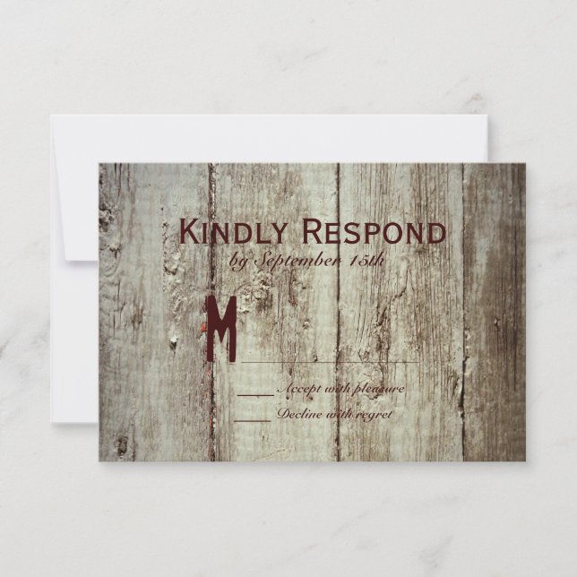 Land Barn Wood Typography-Bröllop OSA Kort (Framsida)