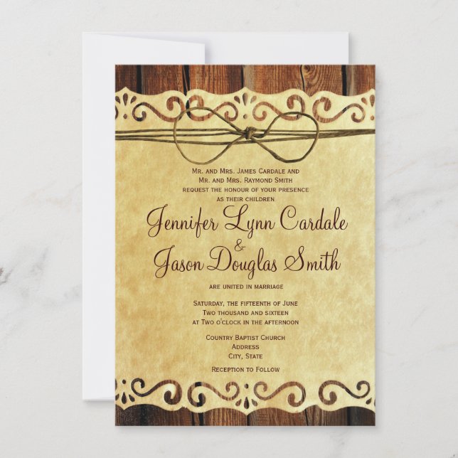 Land Barn Wood Vintage Papprare bröllopsinbjudning Inbjudningar (Framsida)