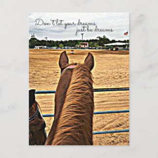 Land Barrel Racer Cowgirl Motivational Postcard Vykort