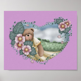 Land Bear in a Heart Print Poster