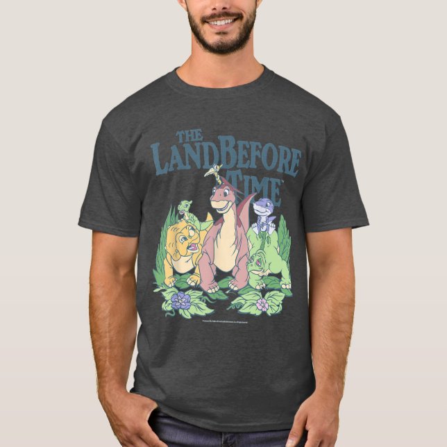 Land Beforeime Pastel Dinosaur Friends retro T Shirt (Framsida)