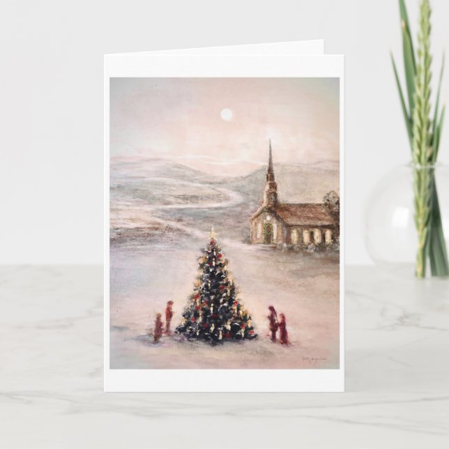 Land-bergsjulkort med vita gräns helgkort (Framsida)