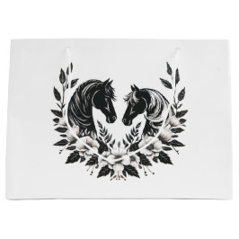 Land Black and White Horses and Flowers