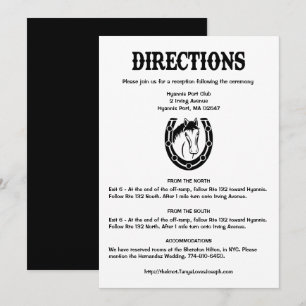 Land Black Bröllop Directions Horse Horseshoe Inbjudningar