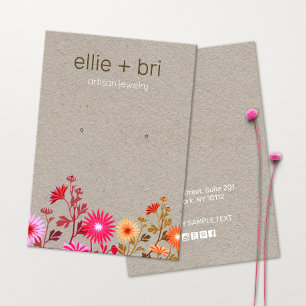 Land Blommigt Boho Kraft Stud Earring Visning Visitkort