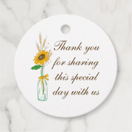 Land Blommigt Boho Sunblommblommor Bröllop Tack Gåvor Etiketter