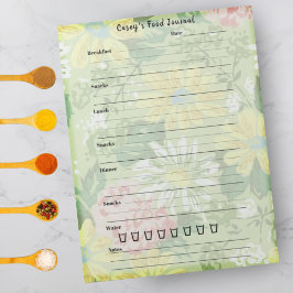 Land Blommigt Food Journal - Trendig Meal Diary Anteckningsblock