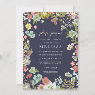 Land Blommigt Garden BABY Shower Inbjudan