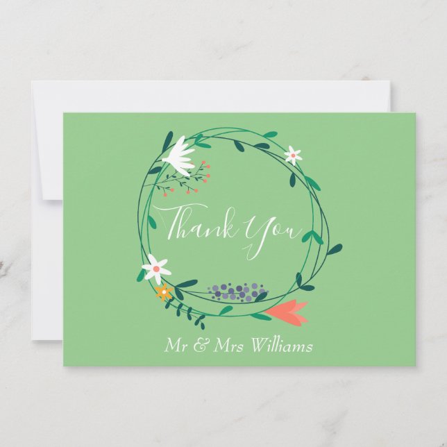 Land Blommigt Garland Tack Kort (Framsida)