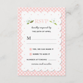 Land Blommigt Gingham Rosa Blue Bröllop OSA Kort