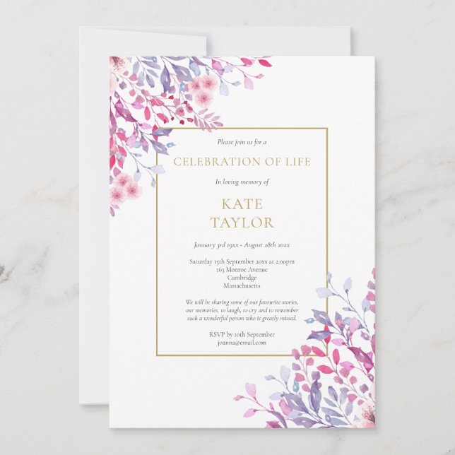 Land Blommigtens begravning Firande i Life Inbjudningar (Framsida)