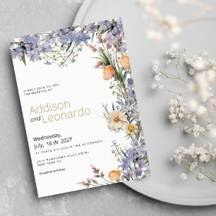 Land-blommor, rustic Bröllop Inbjudningar