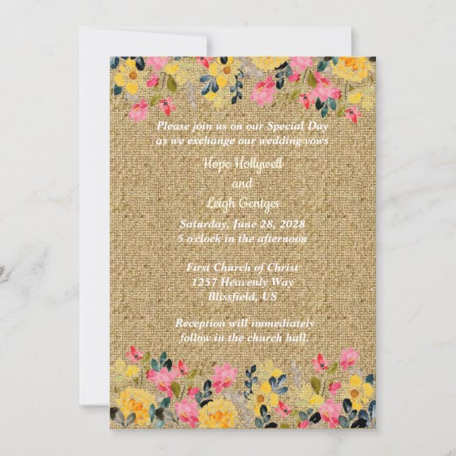 Land-blommor vid inbjudan till bröllopsbröllop (Framsida)