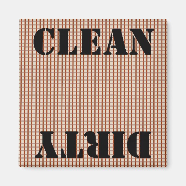 Land Blue Gingham Checks Clean Dirty Magnet (Framsidan)