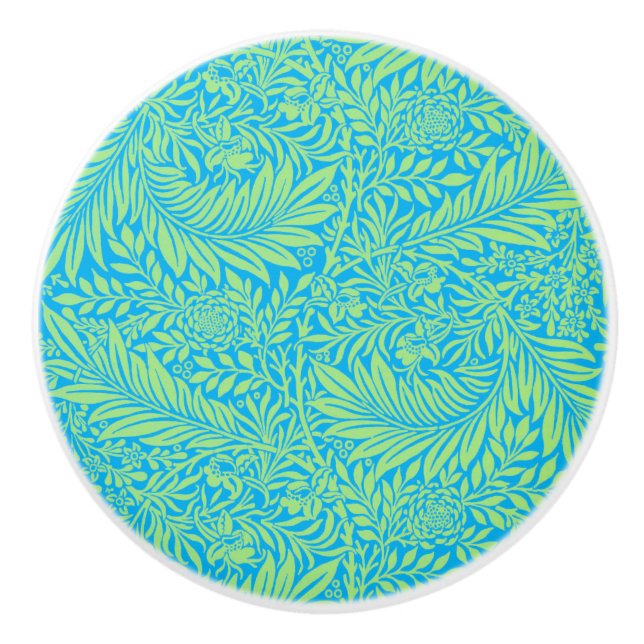 Land Blue Grönt William Morris Löv Mönster Knopp (Framsidan)