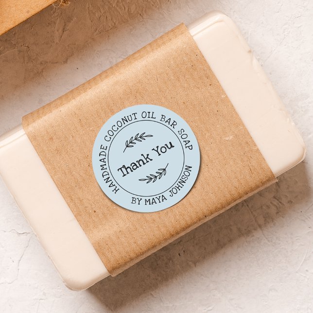 Land Blue Handmade Tack Runt Klistermärke (Country Blue Handmade Thank You Classic Round Sticker)