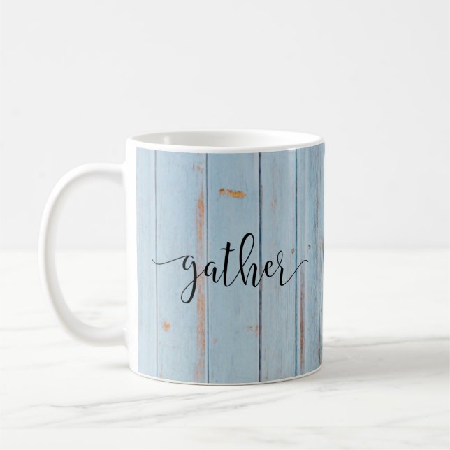 Land Blue - Handskript Farmhouse Rustic Kaffemugg (Vänster)
