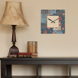 Land Blue Rust Rustic Farmhouse Fyrkantig Klocka