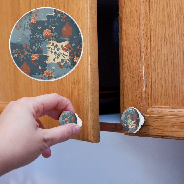 Land Blue Rust Rustic Farmhouse Kort Knopp (Skapare uppladdad)