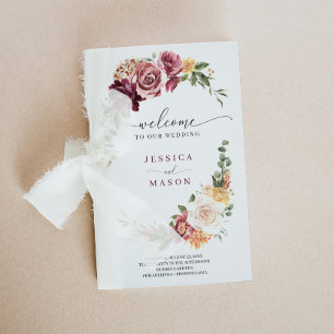 Land Boho Bröllopsprogram Booklet med vikt