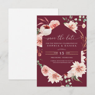 Land Boho Rustic-Blommigten sparar datuminbjudan Inbjudningar