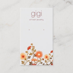Land Boho Wildblommor Blommigt Earring Visning Visitkort