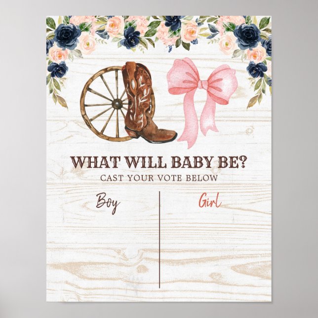Land Boots eller Bows Gender Reveal Board Poster (Framsidan)