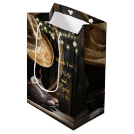 Land Boots, Hat & Barn Wood Bröllop Medium Gift