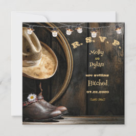 Land Boots Hat & Barnwood Bröllop OSA Card Inbjudningar