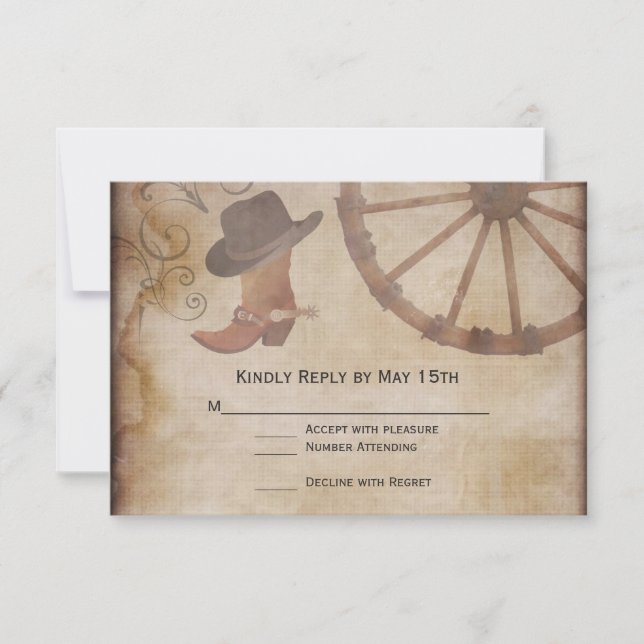 Land Boots Wagon Wheel-Bröllop OSA Kort (Framsida)