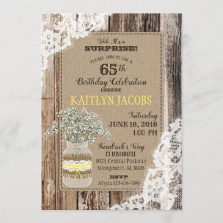 Land Bouquet Wood Snöre Rustic Birthday Inbjudningar