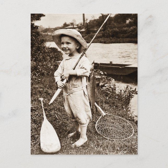 Land Boy Vintage Fishing on Mississippi Vykort (Framsida)