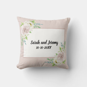 Land Bröllop Mjuk Mauve Blommig Akvarell Ros Bröll Kudde