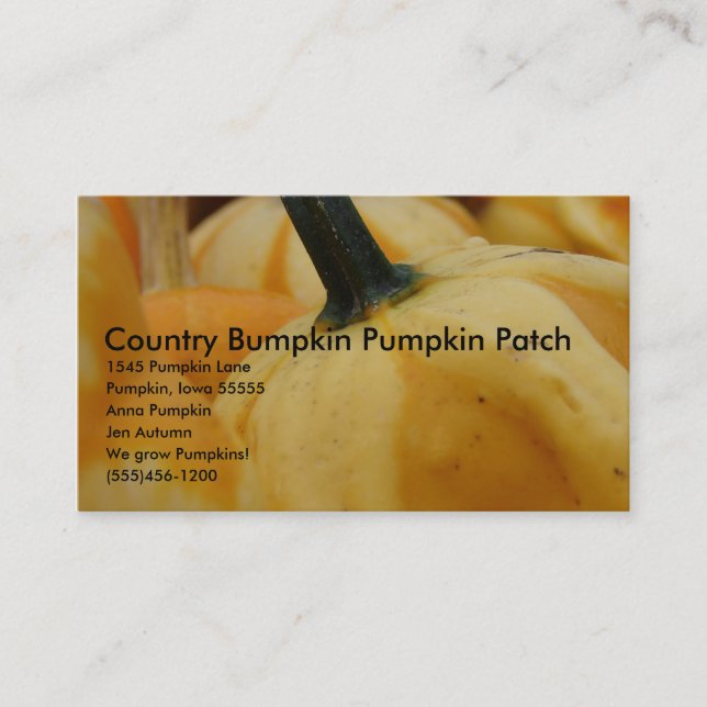 Land Bumpkin Pumpkin Patch, 15... Visitkort (Framsida)