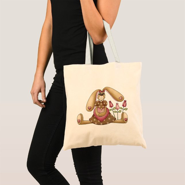 Land Bunny och Flowers Tote Bag Tygkasse (Skapare uppladdad)