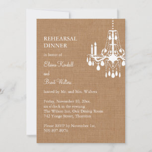 Land Burlap Chandelier Rehearings Middag Inbjudan