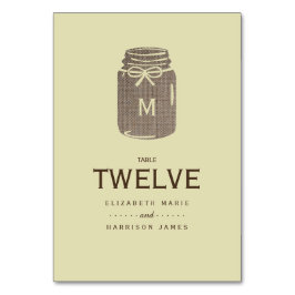 Land Burlap Mason Burk Bröllop Bordsnummer