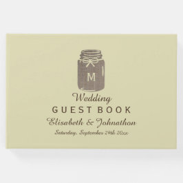 Land Burlap Mason Burk Bröllop Gästböcker