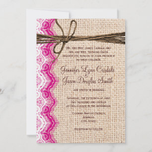 Land Burlap Rosa Twine Bröllopsinbjudan Snöre Inbjudningar