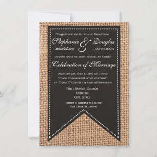 Land Burlap Skriv ut Rustic Wedding-inbjudningar Inbjudningar