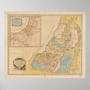 Land Canaan (Heliga Land) Karta (1760) Poster
