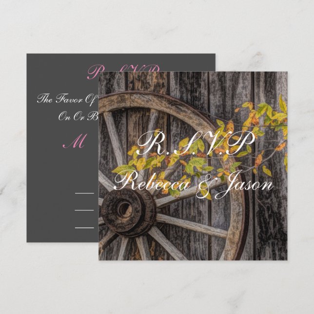 Land Charm - Rustic Western Wagon Wheel Inbjudningar (Fram/baksida)